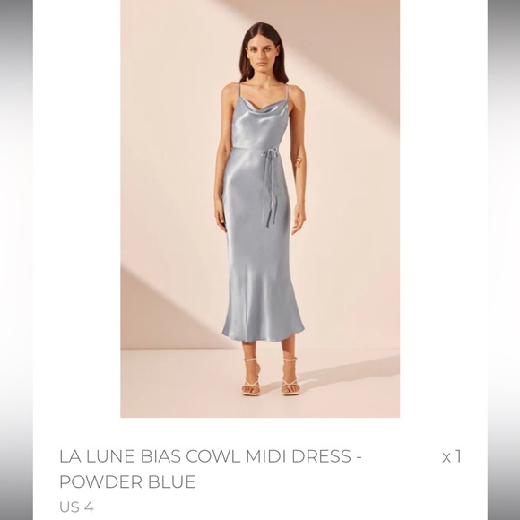 Shona Joy | Dresses | Powder Blue Bias Cowl Midi Dress | Poshmark